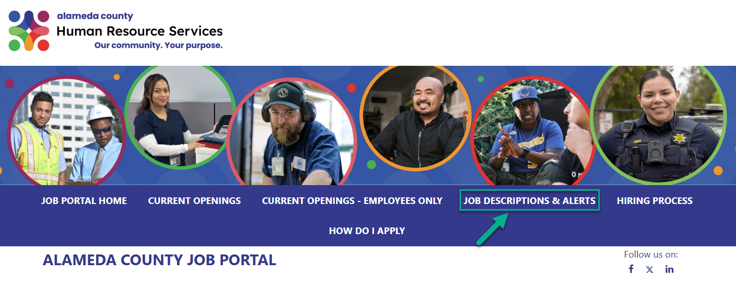 submit interest card step 1, Click on Job Descriptions & Alerts